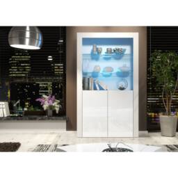 Creative Furniture Spectrum Display Cabinet 170cm - White with Gloss Doors & LED Lights - thumbnail 2