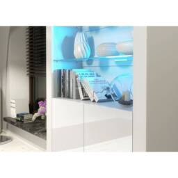 Creative Furniture Spectrum Display Cabinet 170cm - White with Gloss Doors & LED Lights - thumbnail 4