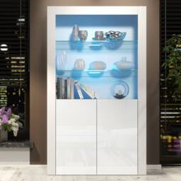 Creative Furniture Spectrum Display Cabinet 170cm - White with Gloss Doors & LED Lights