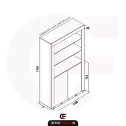 Creative Furniture Spectrum Display Cabinet 170cm - White with Gloss Doors & LED Lights - thumbnail 7