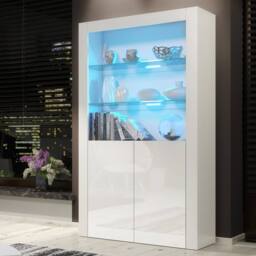 Creative Furniture Spectrum Display Cabinet 170cm - White with Gloss Doors & LED Lights - thumbnail 5