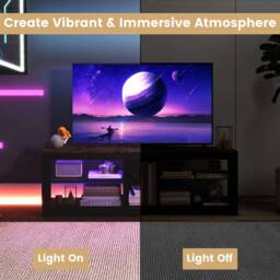 Gymax TV Stand with LED Light for TVs up to 65 Inch With Adjustable Shelves in Brown - thumbnail 6