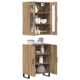 Berkfield Home Highboard Artisan oak Two-piece set Engineered wood in Brown - thumbnail 3