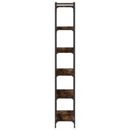 Berkfield Home Bookcase 6-Tier Smoked Oak 80x30x188 cm Engineered Wood in Brown - Size: 80 x 30 x 188 cm - thumbnail 5
