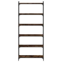 Berkfield Home Bookcase 6-Tier Smoked Oak 80x30x188 cm Engineered Wood in Brown - Size: 80 x 30 x 188 cm - thumbnail 4