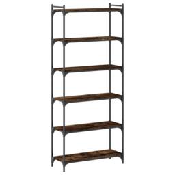 Berkfield Home Bookcase 6-Tier Smoked Oak 80x30x188 cm Engineered Wood in Brown - Size: 80 x 30 x 188 cm - thumbnail 6