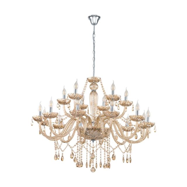 Loops Pendant Light Colour Chrome Shade Cognac Coloured Glass Bulb E14 18x40W in Clear - image 1