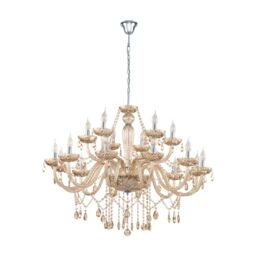 Loops Pendant Light Colour Chrome Shade Cognac Coloured Glass Bulb E14 18x40W in Clear - thumbnail 1