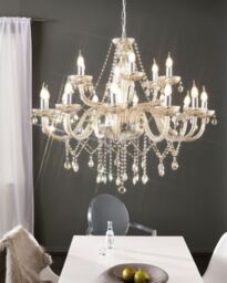 Loops Pendant Light Colour Chrome Shade Cognac Coloured Glass Bulb E14 18x40W in Clear - thumbnail 3
