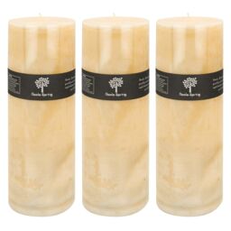 Nicola Spring Round Vanilla Pillar Candles - 215 Hours - Cream - Pack of 3 in Beige - thumbnail 1