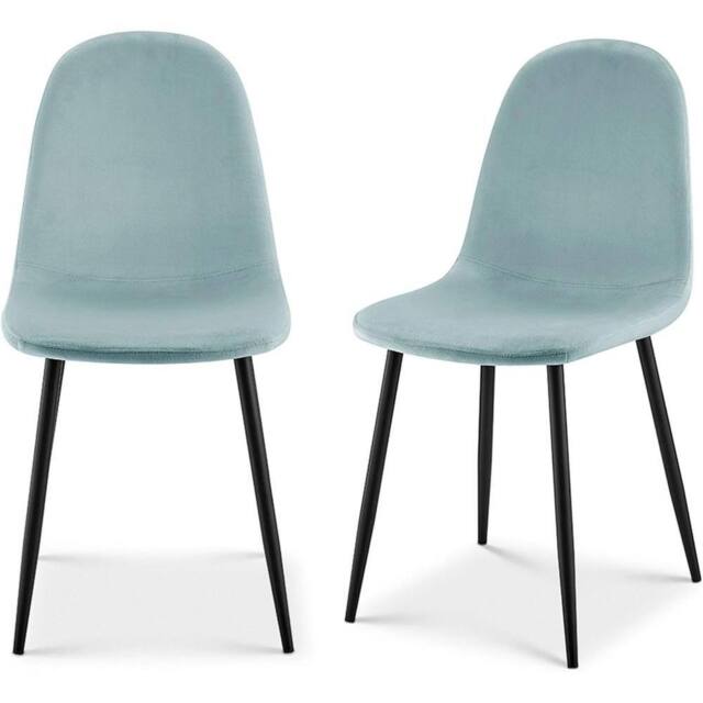 VOGREX Set of 2 Blue Velvet Dining Chairs, Low Back Upholstered - image 1