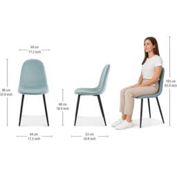 VOGREX Set of 2 Blue Velvet Dining Chairs, Low Back Upholstered - thumbnail 3