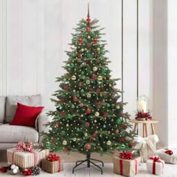 Berkfield Home Artificial Christmas Tree with 300 LEDs with Stand Green 210 cm - thumbnail 1