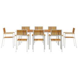 Berkfield Home Elegant 9 Piece Garden Dining Set Solid Wood Acacia in Brown - thumbnail 7