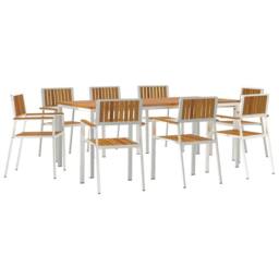 Berkfield Home Elegant 9 Piece Garden Dining Set Solid Wood Acacia in Brown - thumbnail 3