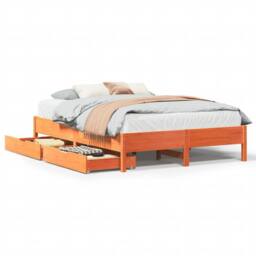 Berkfield Home Bed Frame without Mattress Wax Brown 135x190 cm Double Solid Wood Pine - thumbnail 2