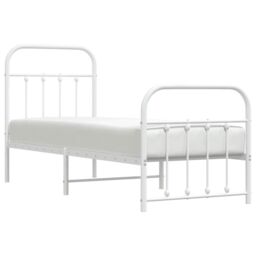 Metal Bed Frame with Headboard and Footboard White 75x190 cm Small Single - thumbnail 4