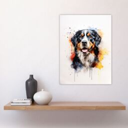 "Artery8 Wall Art Print Bernese Mountain Lovers Gift Watercolour Pet Portrait Painting Artwork Poster - Size: W24"" x H32""" - thumbnail 4
