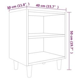 Berkfield Home Bed Cabinet with Solid Wood Legs Grey Sonoma 40x30x50 cm - Size: 40 x 30 x 50 cm - thumbnail 6
