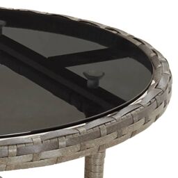 Berkfield Home Garden Table Ã˜60x75 cm Tempered Glass & Poly Rattan Grey - Size: 60x75 cm - thumbnail 5