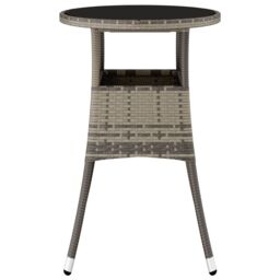 Berkfield Home Garden Table Ã˜60x75 cm Tempered Glass & Poly Rattan Grey - Size: 60x75 cm - thumbnail 4