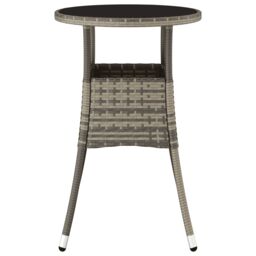 Berkfield Home Garden Table Ã˜60x75 cm Tempered Glass & Poly Rattan Grey - Size: 60x75 cm - thumbnail 3