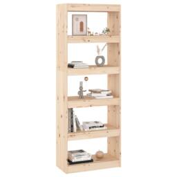 Berkfield Home Book Cabinet/Room Divider 60x30x167.5 cm Solid Wood Pine in Light Brown - thumbnail 7