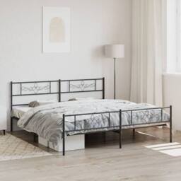 Berkfield Home Metal Bed Frame with Headboard & Footboard Black 200x200 cm