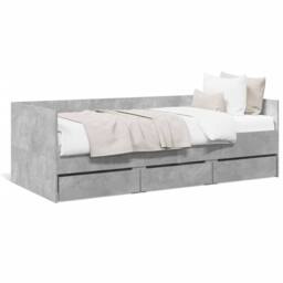 Berkfield Home Daybed with Drawers without Mattress Concrete Grey 90x200 cm