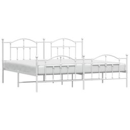 Berkfield Home Metal Bed Frame with Headboard & Footboard White 193x203 cm - thumbnail 3