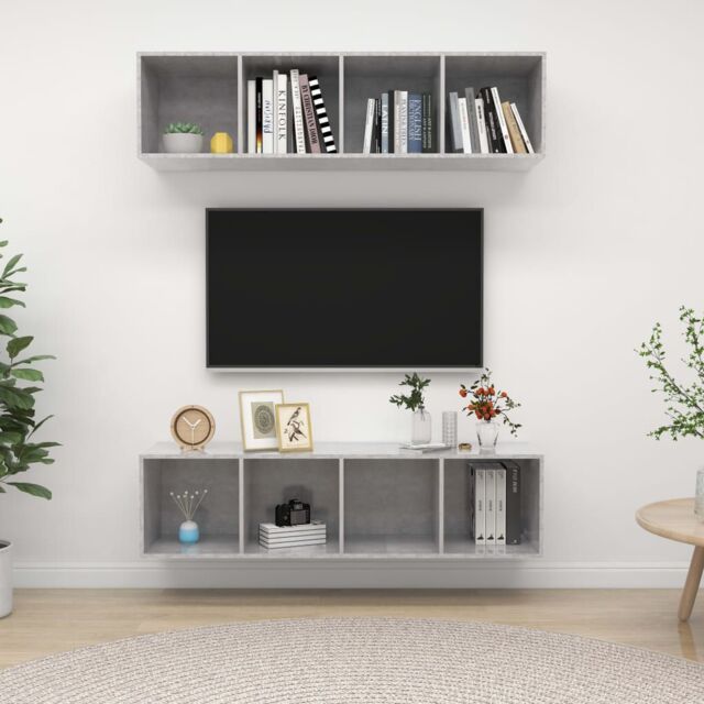 Berkfield Home Wall-mounted TV Cabinets 2 pcs Concrete Grey Engineered Wood - image 1
