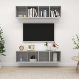 Berkfield Home Wall-mounted TV Cabinets 2 pcs Concrete Grey Engineered Wood - thumbnail 1