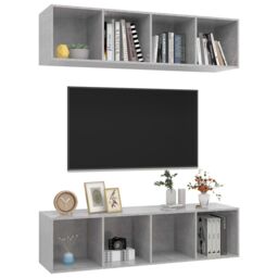 Berkfield Home Wall-mounted TV Cabinets 2 pcs Concrete Grey Engineered Wood - thumbnail 3