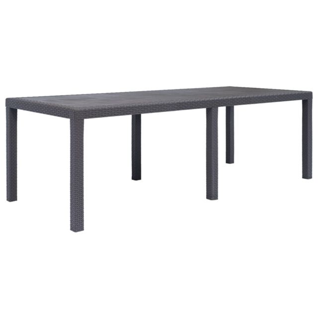 Berkfield Home Garden Table Brown 220x90x72 cm Plastic Rattan Look - Size: 220 x 90 x 72 cm - image 1