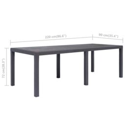 Berkfield Home Garden Table Brown 220x90x72 cm Plastic Rattan Look - Size: 220 x 90 x 72 cm - thumbnail 5