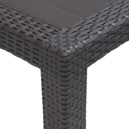 Berkfield Home Garden Table Brown 220x90x72 cm Plastic Rattan Look - Size: 220 x 90 x 72 cm - thumbnail 3