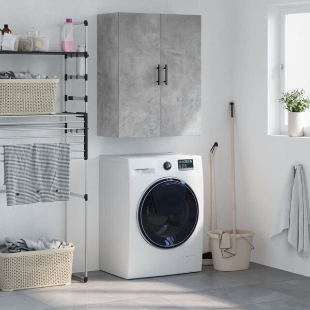 Berkfield Home Wall Mounted Cabinet Concrete Grey 69.5x34x90 cm - image 1