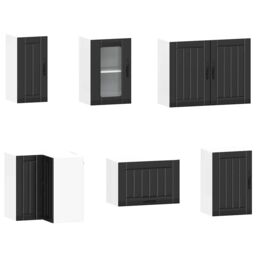Berkfield Home 11 Piece Kitchen Cabinet Set Lucca Black Engineered Wood - thumbnail 5