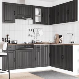 Berkfield Home 11 Piece Kitchen Cabinet Set Lucca Black Engineered Wood - thumbnail 3