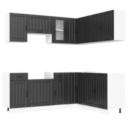 Berkfield Home 11 Piece Kitchen Cabinet Set Lucca Black Engineered Wood - thumbnail 2