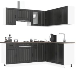 Berkfield Home 11 Piece Kitchen Cabinet Set Lucca Black Engineered Wood - thumbnail 1