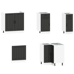Berkfield Home 11 Piece Kitchen Cabinet Set Lucca Black Engineered Wood - thumbnail 4