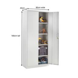 Moderna Metal Storage Cabinet, Lockable 4 Shelf for Office, Bedroom, or Garage in Grey - thumbnail 8