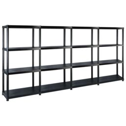 Berkfield Home Storage Shelf 4-Tier Black 244x30.5x130 cm Plastic