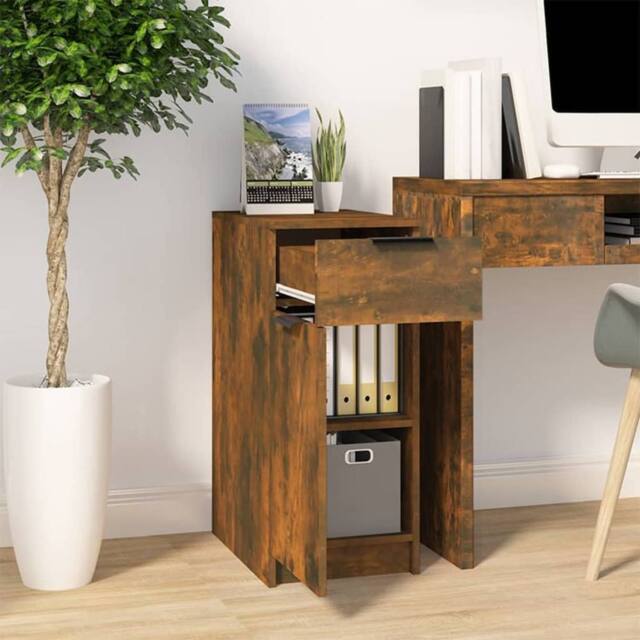 Berkfield Home Decorative Desk Cabinet Smoked Oak 33.5x50x75 cm Engineered Wood in Brown - image 1