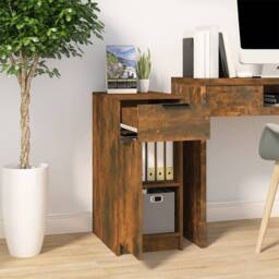 Berkfield Home Decorative Desk Cabinet Smoked Oak 33.5x50x75 cm Engineered Wood in Brown