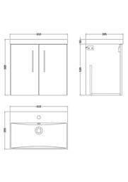 Balterley Wall Hung 2 Soft Close Door & Bathroom Vanity Unit Basin, Blue, 600mm in Blue - thumbnail 5