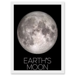 Artery8 NASA Our Solar System Earth's Moon Lunar Orbiter Image Artwork Framed Wall Art Print A4 in White - thumbnail 1
