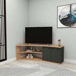 "Destina Home Termera Corner TV Stand Reversible Entertainment Center for 60"" TVs in Light Beige - Size: 1 Pack" - thumbnail 3