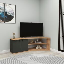 "Destina Home Termera Corner TV Stand Reversible Entertainment Center for 60"" TVs in Light Beige - Size: 1 Pack" - thumbnail 2